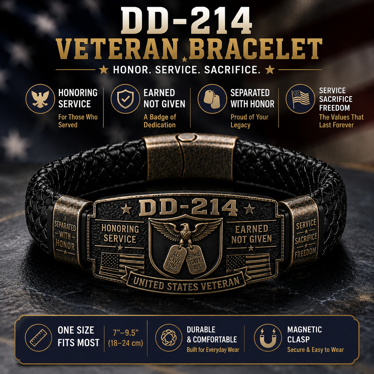 ๐ฅDD-214 Veteran Honor Bracelet