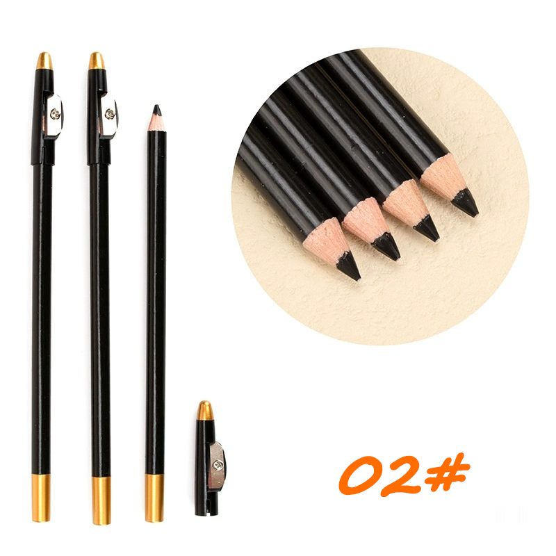 12pcs Wooden Eyebrow Pencil with Sharpener