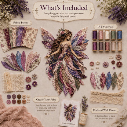 Premium Fairy Patchwork DIY Kit | High-Quality Layered Fabric with Floral Wings DIY Handmade Fantasy Wall Decor ✨