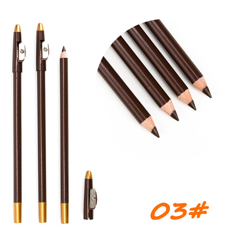 12pcs Wooden Eyebrow Pencil with Sharpener