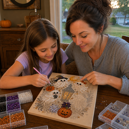 Halloween Pearl Art DIY Kit – Turn Tiny Pearls into Spooky-Cute Magic