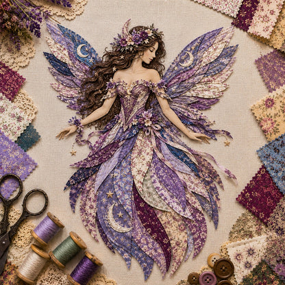 Premium Fairy Patchwork DIY Kit | High-Quality Layered Fabric with Floral Wings DIY Handmade Fantasy Wall Decor ✨