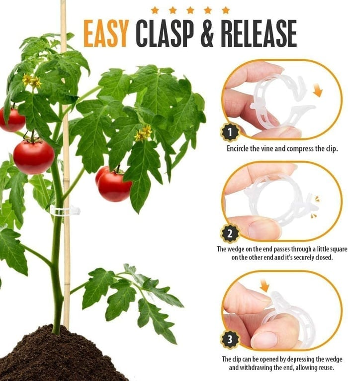 Reusable Plant Support Clips (100 clips)