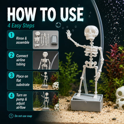 🫧 Air-Driven Dancing Skeleton Aquarium Ornament 🐠