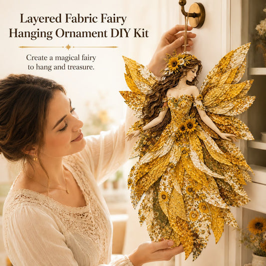 Premium Fairy Patchwork DIY Kit | High-Quality Layered Fabric with Floral Wings DIY Handmade Fantasy Wall Decor ✨