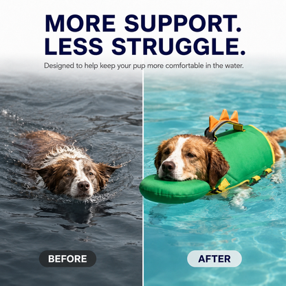 Dinosaur Dog Swim Float Vest with Chin Support & Rescue Handle!!!