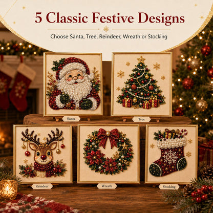🎄 DIY Christmas Pearl Diamond Painting Art Kit With Frame