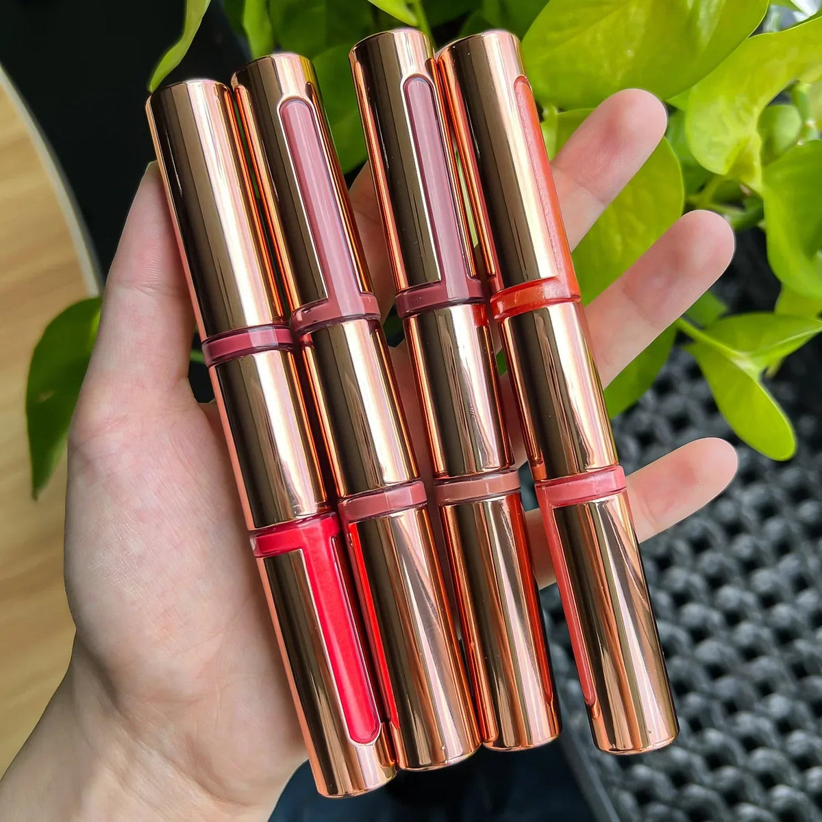 Double ended lip gloss 2 in 1 liquid lipstick