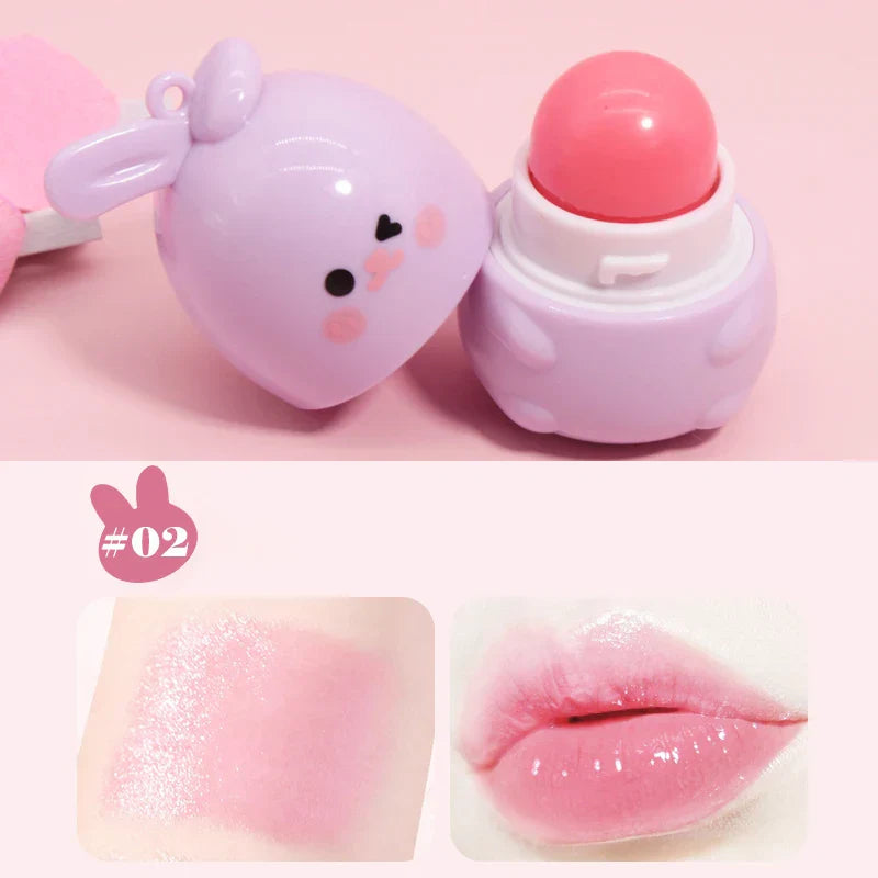 Cute rabbit color changing moisturizing lip balm