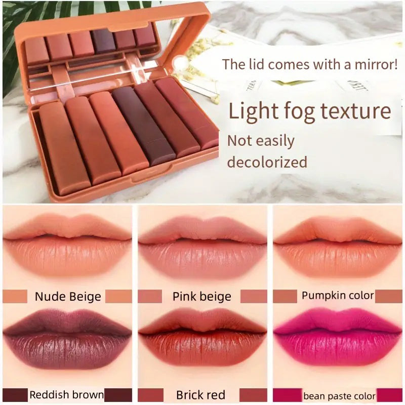 6 Pcs Matte Misty Lipstick Set for All