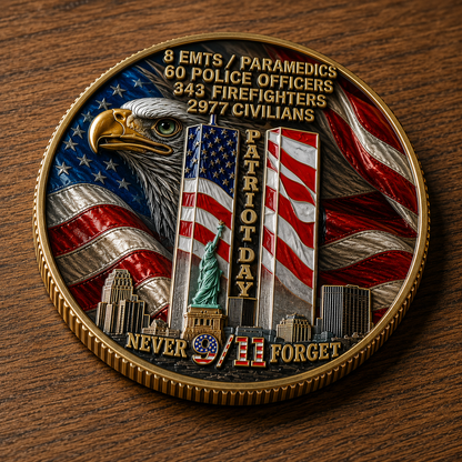Never Forget 25th Anniversary Challenge Coin Carry the memory. Honor the courage. Pass the story forward.